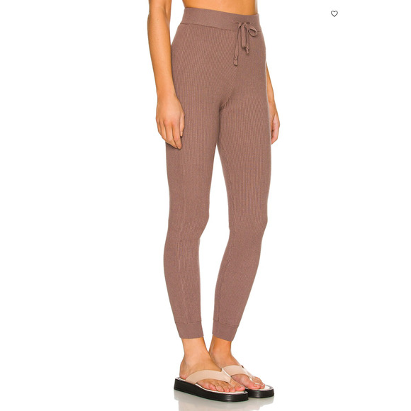 ALL THE WAYS Kasey Knit Jogger Pant Mocha Brown Ribbed Drawstring Sz S - Picture 2 of 10
